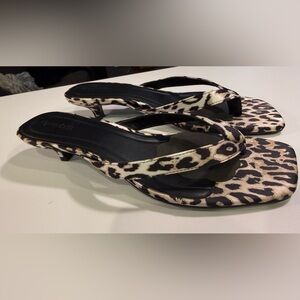 Open Edit Tori Leopard Print Kitten Heel Women's Sandals Size 8